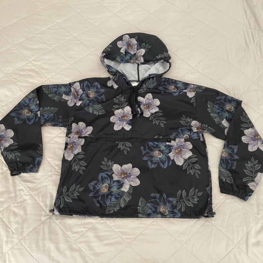 Thread + Supply Windbreaker floral L Womens Large Flowers Jacket Zip Up Hoodie